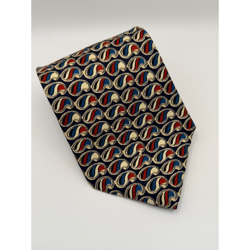 J.Crew Necktie OS Navy Blue Red Paisley Silk Classic Preppy Professional Retro